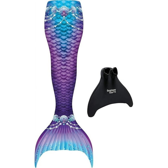 Fin Fun Fantasy Mermaid Tail for Girls and Boys, Monofin for Swimming Included, fits Youth Large to XLarge - Purple - New Edition