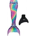 thumbnail image 1 of Fin Fun Kids Rainbow Mermaid Tail with Monofin for Swimming, Youth Large to X-Large, 1 of 5