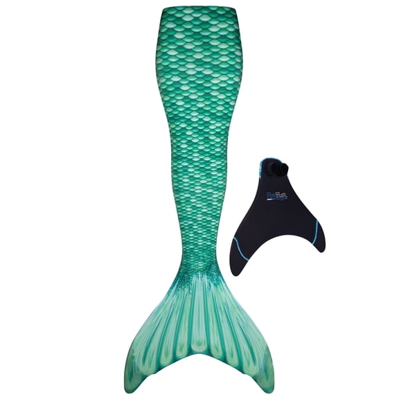 Fin Fun Lightweight Mermaid Swimming Tail with Monofin, Celtic Green, XL