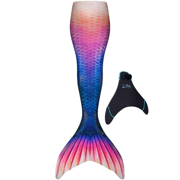 Fin Fun Limited Edition Mermaid Tail for Swimming for Girls and Kids with Monofin, 08, Tahitian Sunset