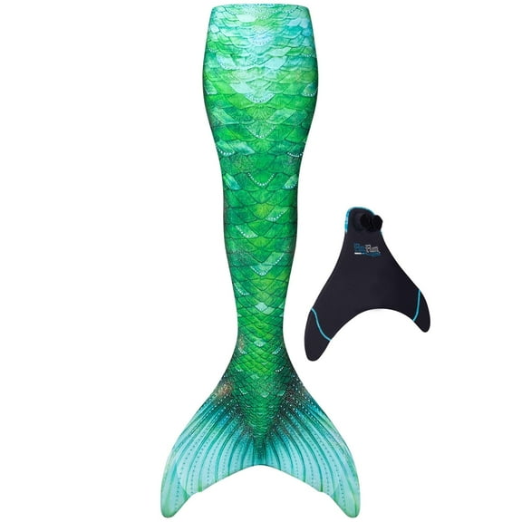 Fin Fun Limited Edition Mermaid Tail for Swimming for Girls and Kids with Monofin, 6, Island Opal