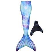 Fin Fun Limited Edition Mermaid Tail for Women, Teen and Adults with Monofin, Adult Large, Watercolor Waves