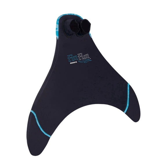 Fin Fun Monofin JR Large, Swim Fin for Adults, Comfortable Foot Pockets, Dive-grade Neoprene, Blue Trim