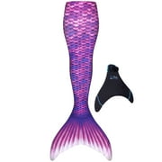 Fin Fun Mermaidens - Mermaid Swimming Tail with Monofin, Adult L Size, Asian Magenta, 2 pcs
