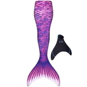 Fin Fun Mermaidens - Mermaid Swimming Tail with Monofin, Adult M Size, Asian Magenta, 2 pcs