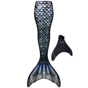 Fin Fun Mermaidens - Mermaid Swimming Tails with Monofin for Adults, Adult M Size, Barracuda Black, 2 Pcs