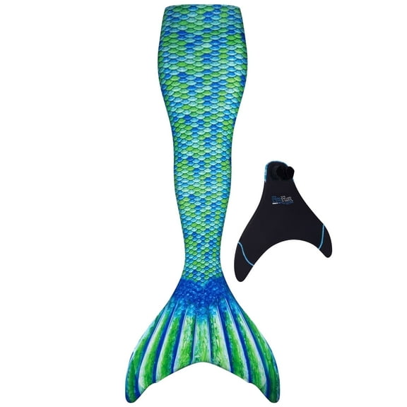 Fin Fun Mermaidens - Mermaid Swimming Tails with Monofin for Teens, Teen X-Small, Aussie Green, 2 Pcs