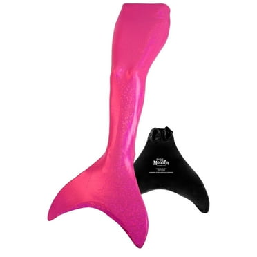 Fin Fun Sparkle Mermaid Tail - Swimming Tail with Monofin for Kids, Kids 8 Size, Passion Pink, 2 Pcs