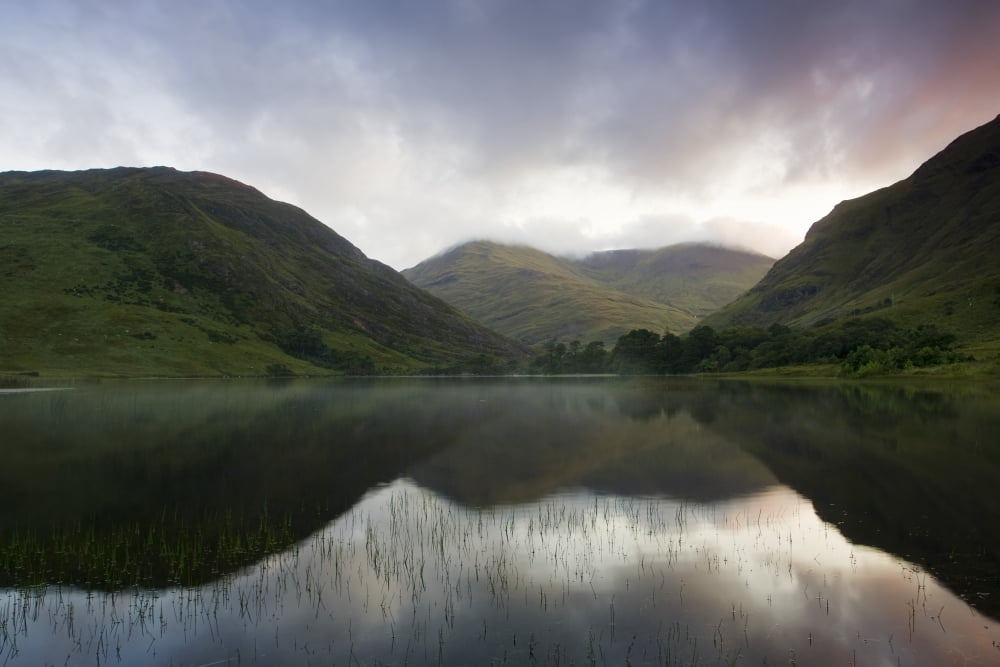 Fin Lough Delphi Valley Co Galway Ireland Mountains Reflected In The Lake At Sunrise Canvas Art - Peter McCabe Design Pics (34 x 22)