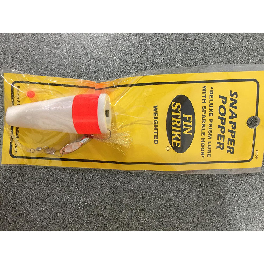 Fin Strike Snapper Popper Rig w/Prism Hook, Weighted, .8oz, Orange