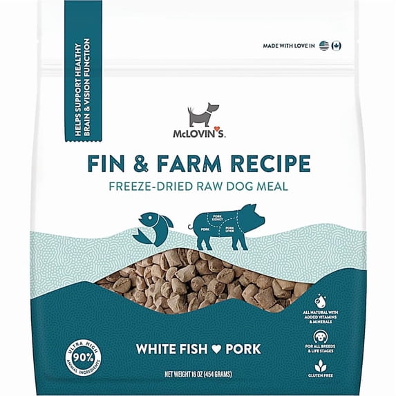 Fin and Farm Whitefish & Pork Freeze Dried Complete Dog Meal 48 oz