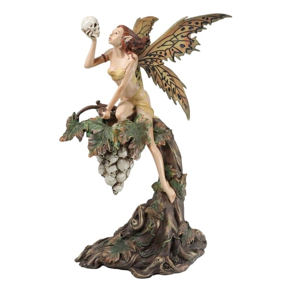 Fin de Siecle End of The Century Fairy Gazing On Vine Branch Of Skulls Figurine