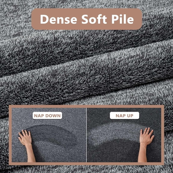 FinRèc 6x9 Washable Area Rugs for Bedroom Living Room, Low Pile Thin Rug Solid Color, Non-Slip Carpet Indoor for Home Decor (Grey)