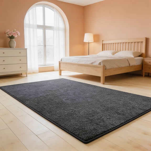 FinRec 5x7 Washable Area Rugs for Bedroom Living Room, Low Pile Thin Rug Solid Color, Non-Slip Carpet Indoor for Home Decor (Grey)