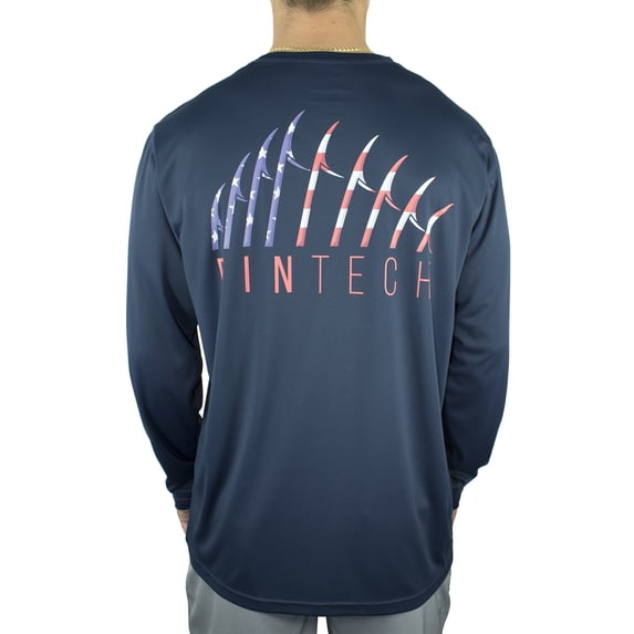 FinTech Men's Long Sleeve Crew Neck Lightweight UV Protection T-Shirt