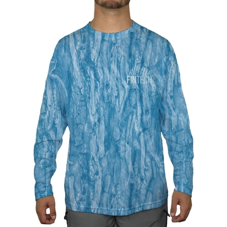 FinTech Sun Defender Men's Long Sleeve Performance Fishing Tee, "Camo AOP", UPF+50