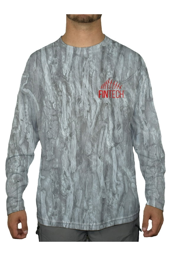 Sun Defender Men's Long Sleeve Performance Fishing Tee, Driftwood "Camo AOP"
