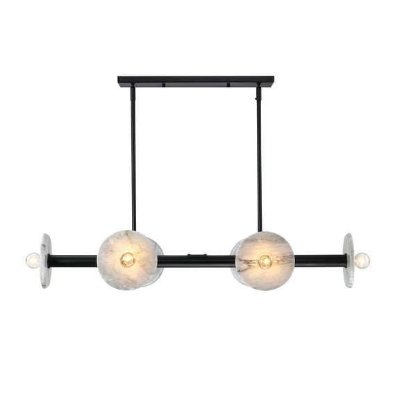 Fina 6-Light Matte Black Modern Linear Chandelier for Dining Areas