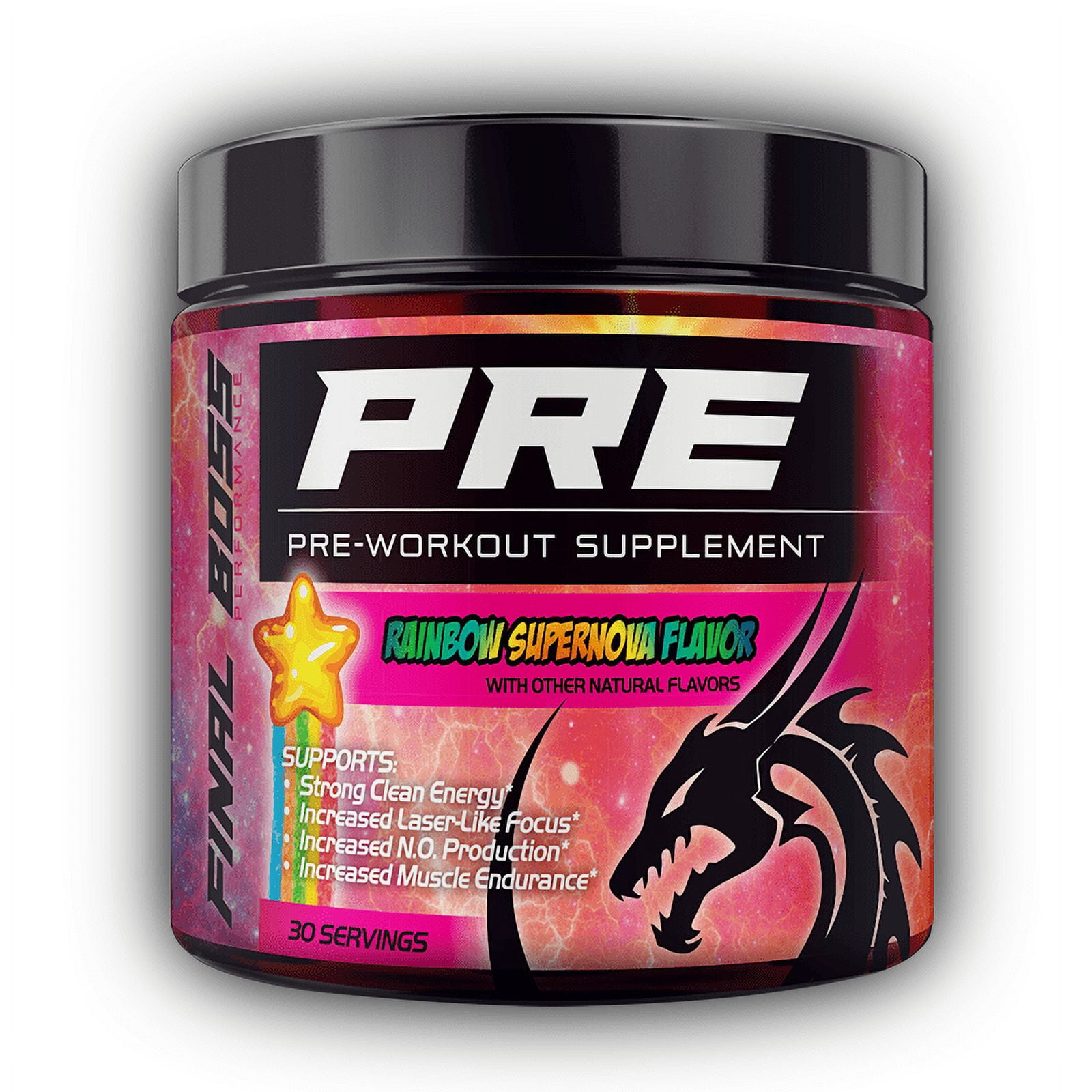 Final Boss Performance PRE PreWorkout Rainbow Flavor 30 Servings