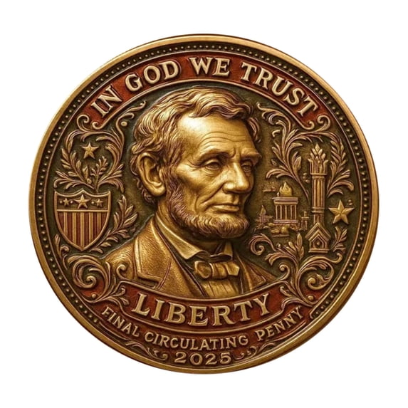 Final Cent Commemorative Keepsake Tribute Decorations, Nostalgic Historical Collectible Keepsake Ornaments, Retro Room Showcase Decoration, 1.6Inches