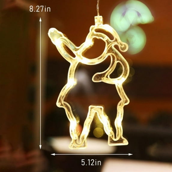 Final Clear Out! LED Christmas Lights with Suction Cup Room Window Snowflake Decoration Lights Warm Light White Series Elk Style Decorative Lamp