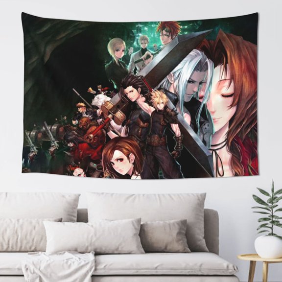 Final Fantas Vii Tapestry Wall Hanging Home Decoration Wall Blanket Dormitory Living Room Bedroom Backdrop Poster( 60x40inch)