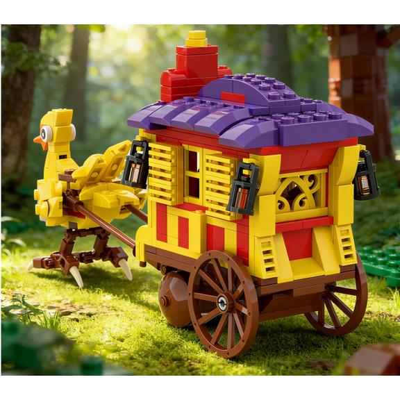 Final Fantasy Chocobo & Carriage Building Blocks Set Iconic Fantasy Mount Detailed Collectors Item Compatible with Major Brick Brands