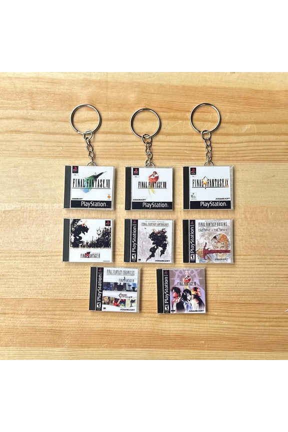 Final Fantasy PS1 Mini Case Keychain  Retro Gaming Collectible (FF7, FF8, FF9) | Scratch + Water Resistant (1 keychain)