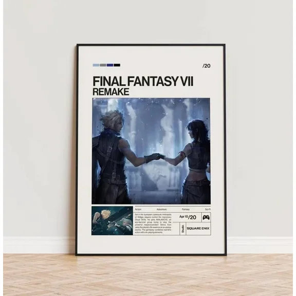 Final Fantasy Vii Remake Poster Video Game Poster Minimalist Game Print Home Decor Office Wall Art