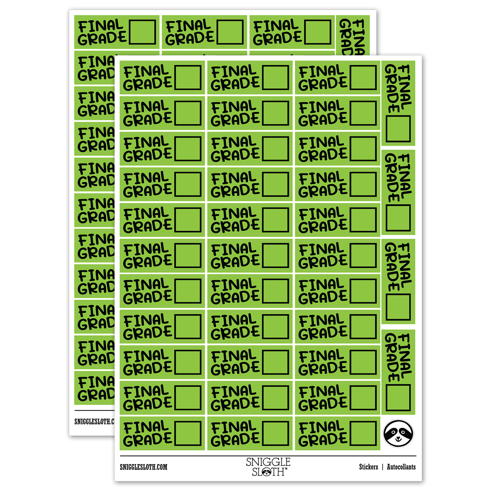Grade Paper Sticker Final Grade Teacher Student School Sticker Set - Light Green - Matte ...