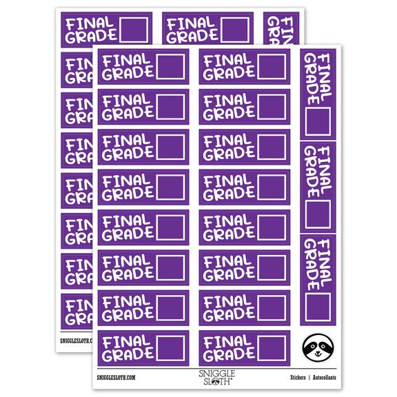 Final Grade Teacher Student School Sticker Set - Purple - Matte Finish - 2.00" Large