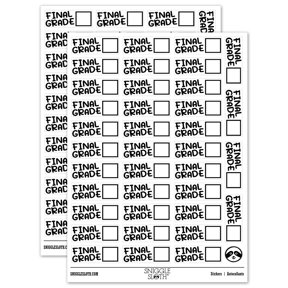 Final Grade Teacher Student School Sticker Set - White - Matte Finish - 1.5" Small