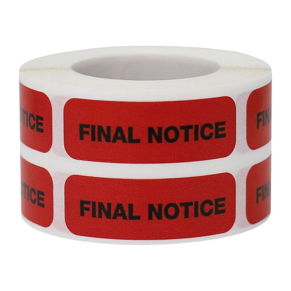 Final Notice - Warning Labels | 0.5 x 1.5" Rectangle - 500 Pack