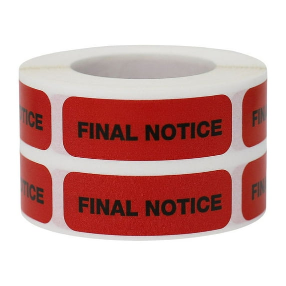 Final Notice - Warning Labels | 0.5 x 1.5" Rectangle - 500 Pack