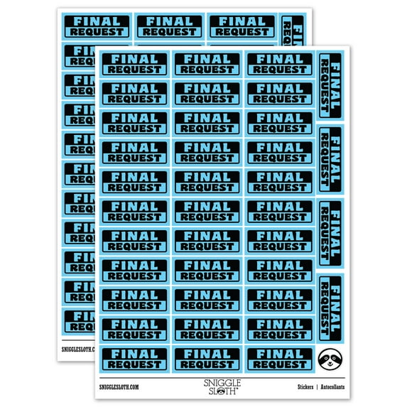 Final Request Bold Payment Sticker Set - Light Blue - Matte Finish - 1.5" Small