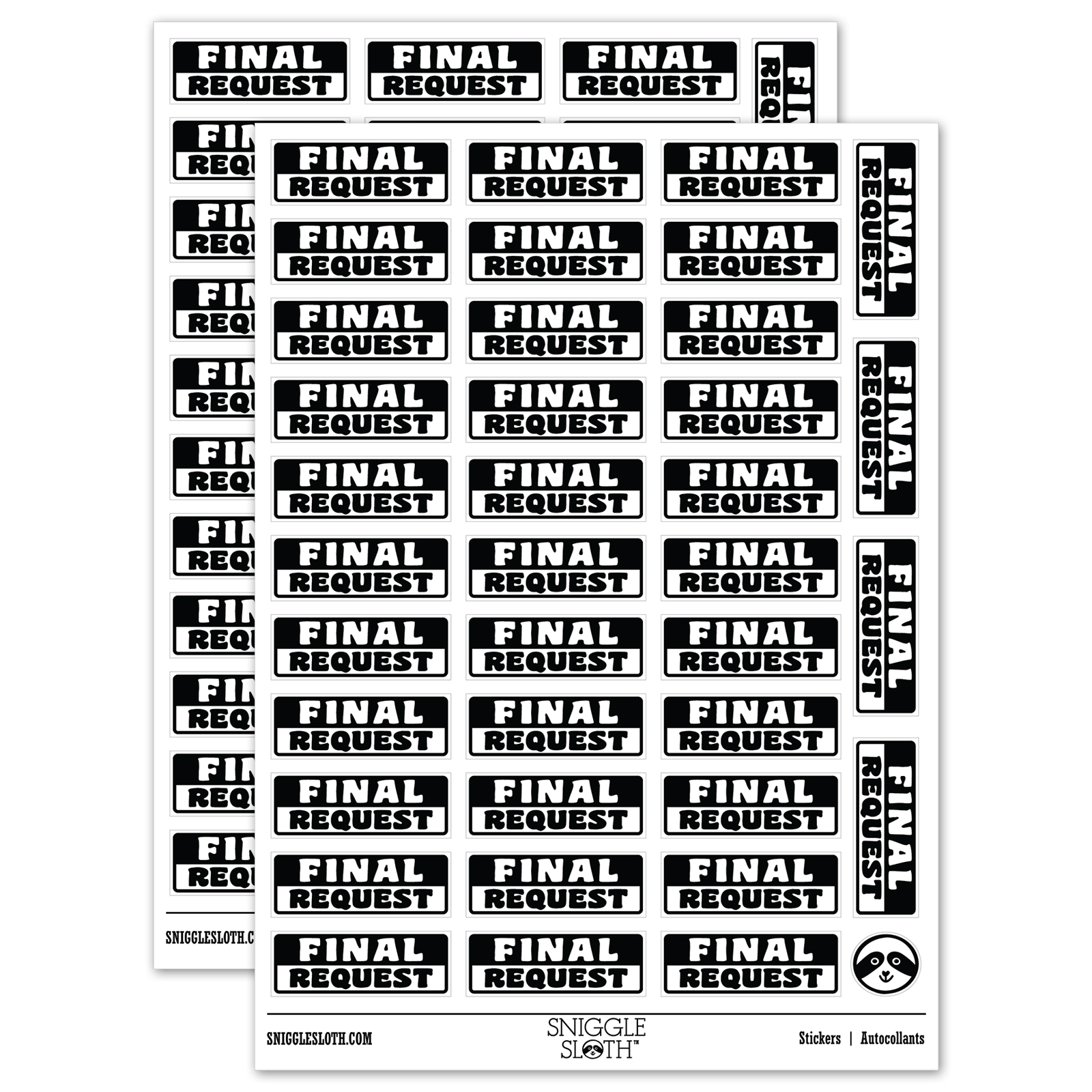 Final Request Bold Payment Sticker Set - White - Matte Finish - 1.5 ...