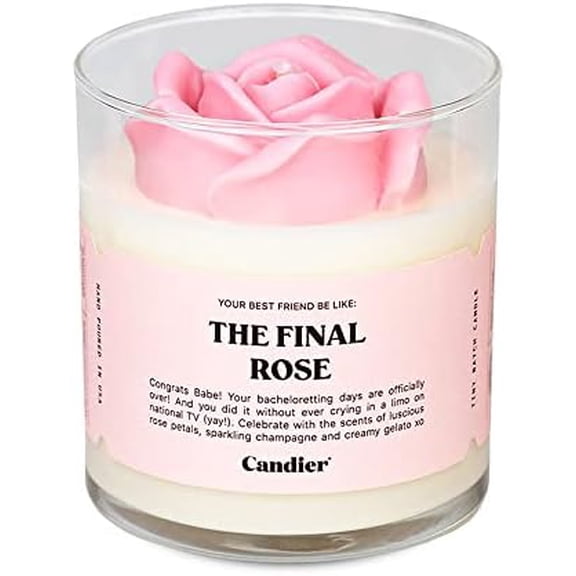 The Final Rose Scented Candle, Natural Soy Candle with Bubbly Champagne & Rose Notes, Aromatherapy for Relaxation, Unique Candles Gifts for Women, 60-Hour Burn Time - Candier by