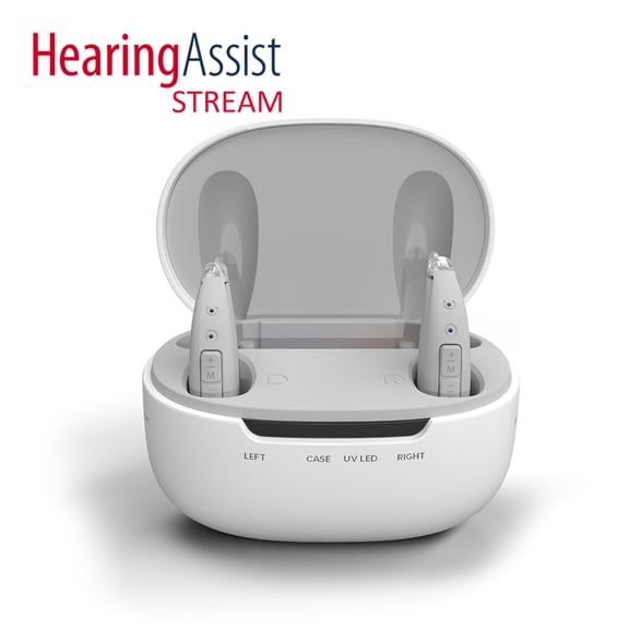 Final Sale: HearingAssist STREAM Rechargeable Full Streaming BTE Kit Gray (2pc) - No Returns