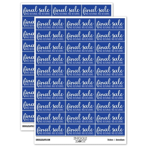 Final Sale No Refunds No Returns Sticker Set - Dark Blue - Gloss Finish - 1.75" Medium