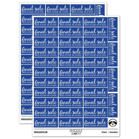 Final Sale No Refunds No Returns Sticker Set - Dark Blue - Matte Finish - 1.5" Small