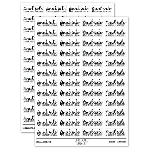 Final Sale No Refunds No Returns Sticker Set - White - Gloss Finish - 1.25" Mini