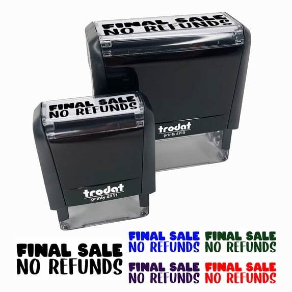 Final Sale No Refunds Self-Inking Rubber Stamp Ink Stamper for Business Office - Blue Ink - Large 2-3/4 Inch