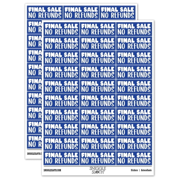 Final Sale No Refunds Sticker Set - Dark Blue - Gloss Finish - 1.75" Medium
