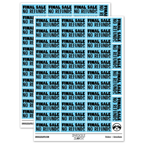 Final Sale No Refunds Sticker Set - Light Blue - Gloss Finish - 1.5" Small