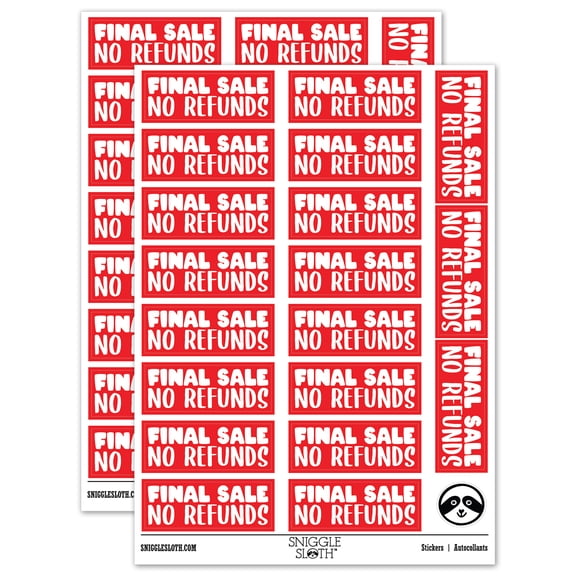 Final Sale No Refunds Sticker Set - Red - Gloss Finish - 2.00" Large