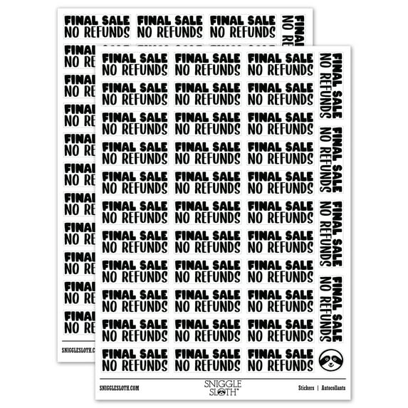 Final Sale No Refunds Sticker Set - White - Gloss Finish - 1.5" Small