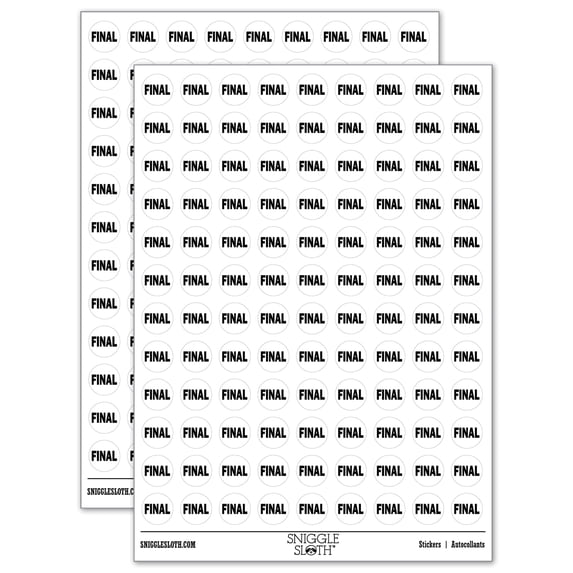 Final Text 200+ Round Stickers - White - Gloss Finish - 0.50" Size