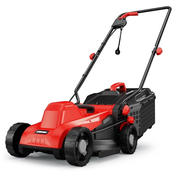 EWORK Electric Lawn Mower 14-Inch Corded, 1300W Quiet Push Mower, 30L Bag, 4-Height Adjust, 17.6Lbs Lightweight for Small Yard