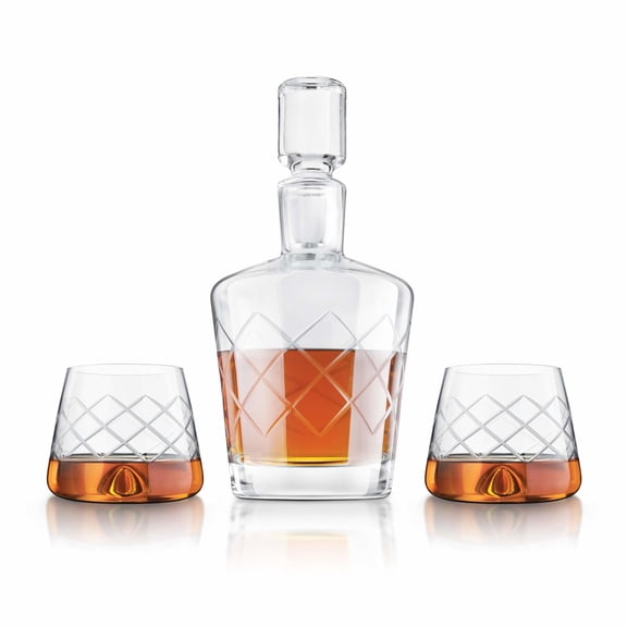 Final Touch 4 Piece Whiskey Decanter Set Handcrafted Lead-Free Crystal - DuraShield Titanium Reinforced (LFG3214)