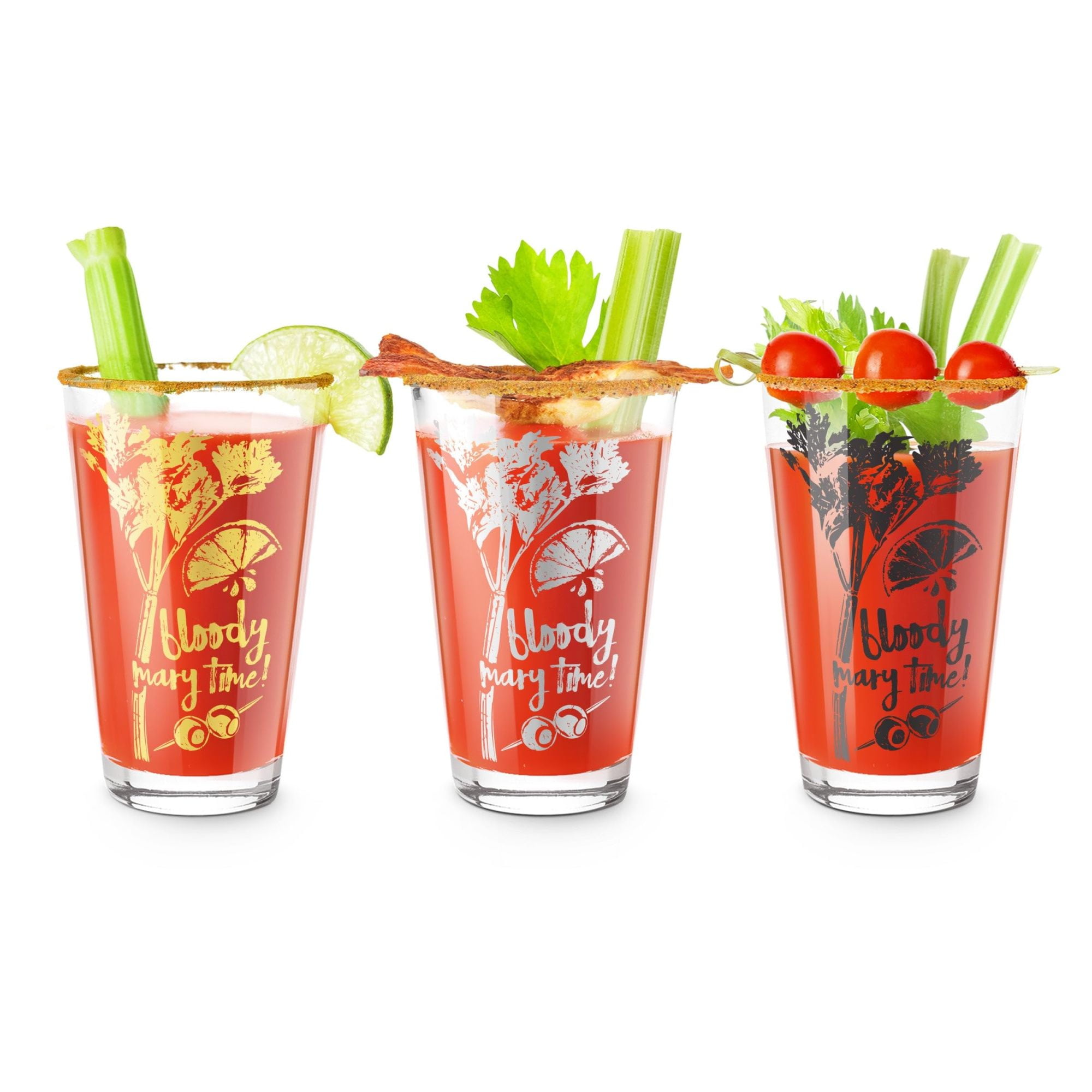 Final Touch Clear Glass Bloody Mary Drinking Set, 3-Pack